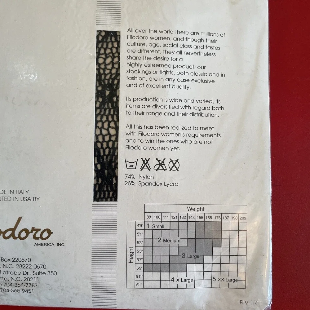 Filodoro‎ Black Fishnet Vintage Size 3/4 Nero Made In Italy Pantyhose